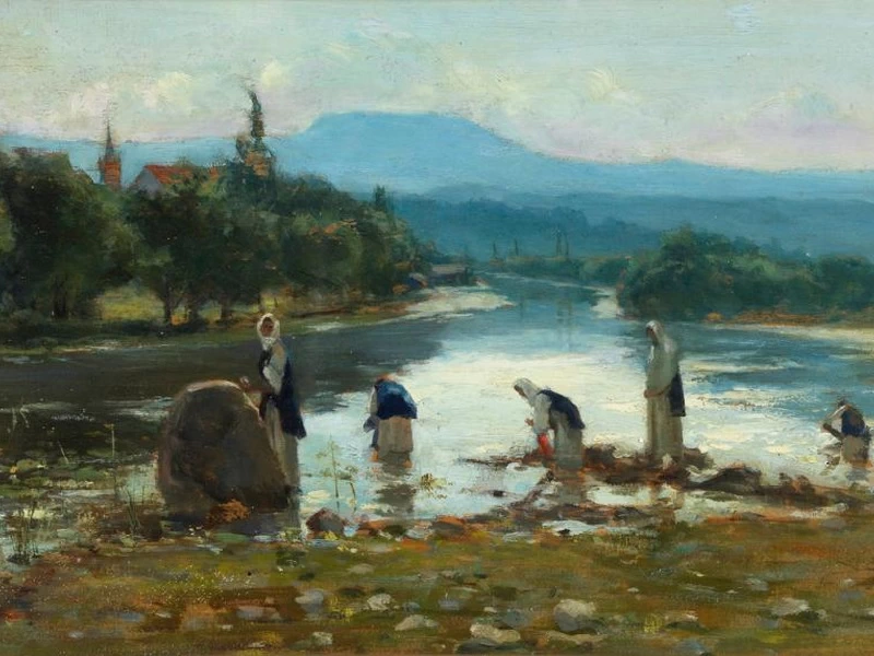 1865-Francesco Vitalini - Lavandaie al fiume